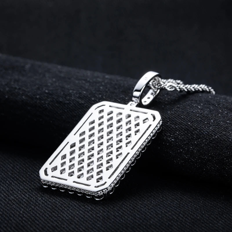 Iced Out Rectangle Pendant — 925 Silver