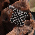 Templar Cross Round Medal Pendant Necklace — Stainless Steel
