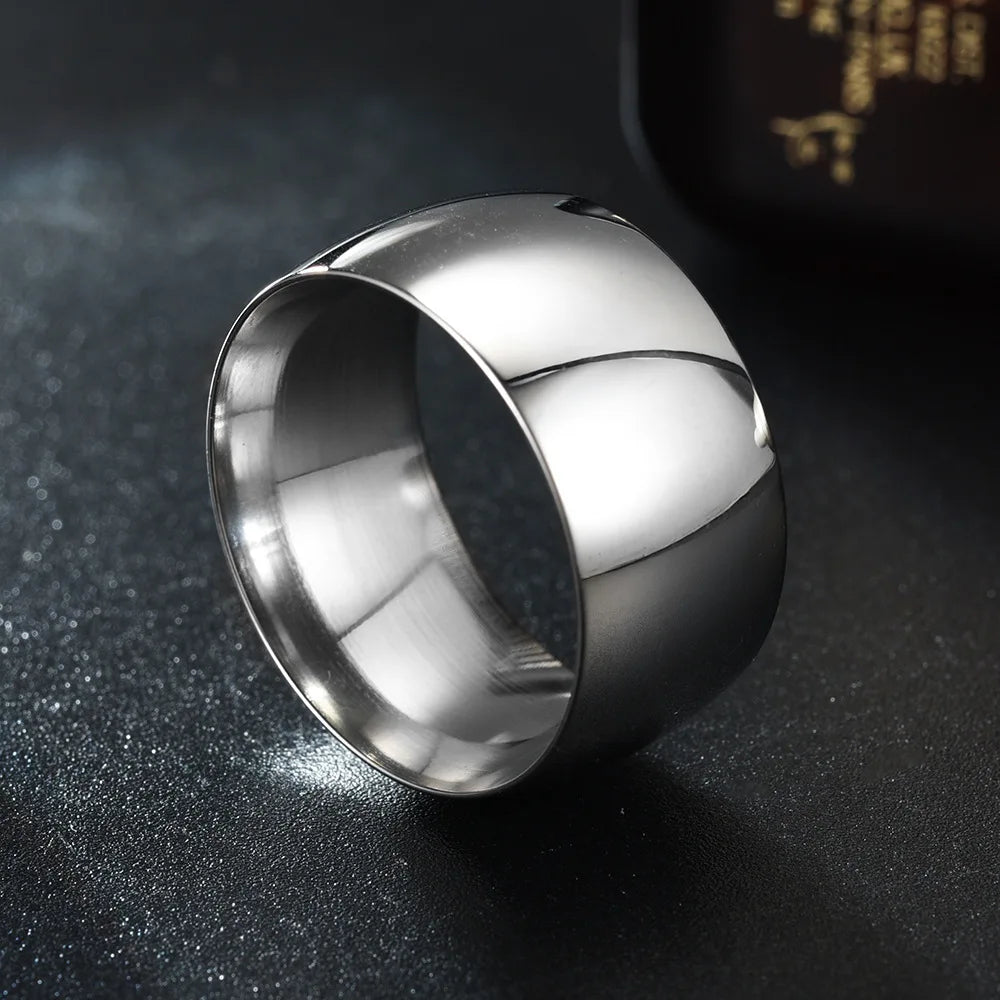 Steel Ring 12MM Wide Smooth Punk Finger Band