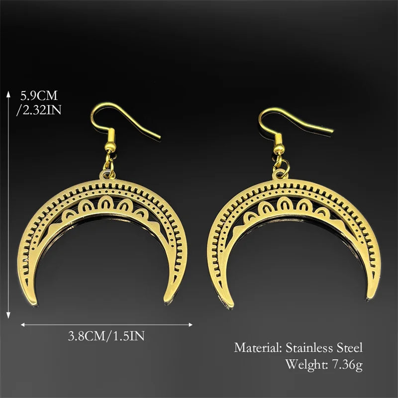 Moon Gold Pendant Witchcraft Divination Hoop Crescent