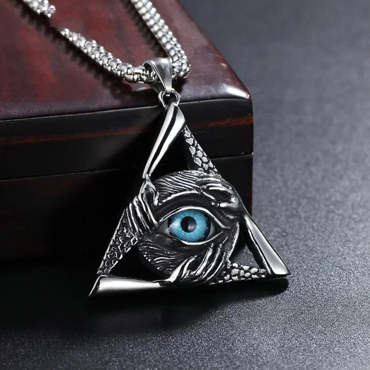 Eye of Horus, Eye of God Necklace, Rotatable Evil Eye Pendant, Men's Trendy Retro Weird Egyptian Amulet Jewelry