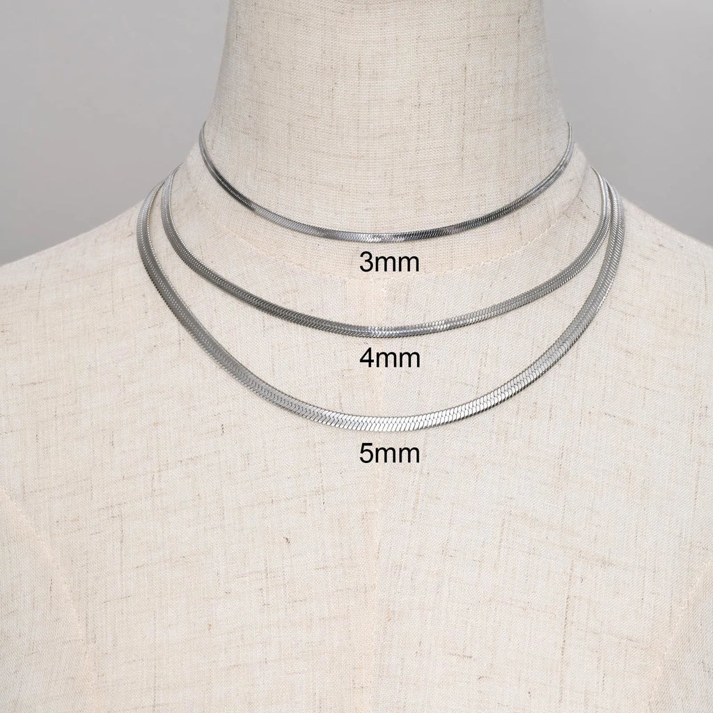 Snake Flat Chain Choker Necklace 5mm — Stainless Steel