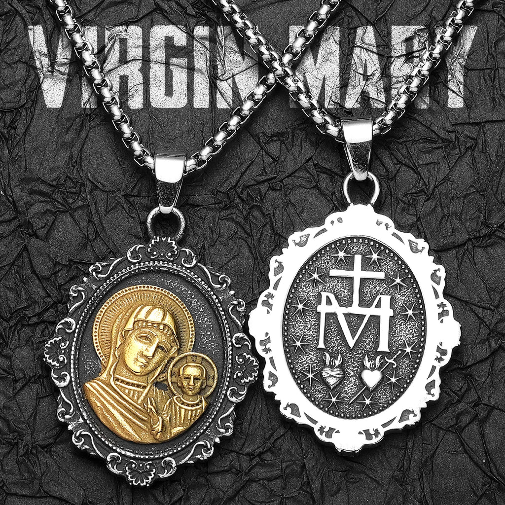 Virgin Mary Pendant Necklace — Stainless Steel