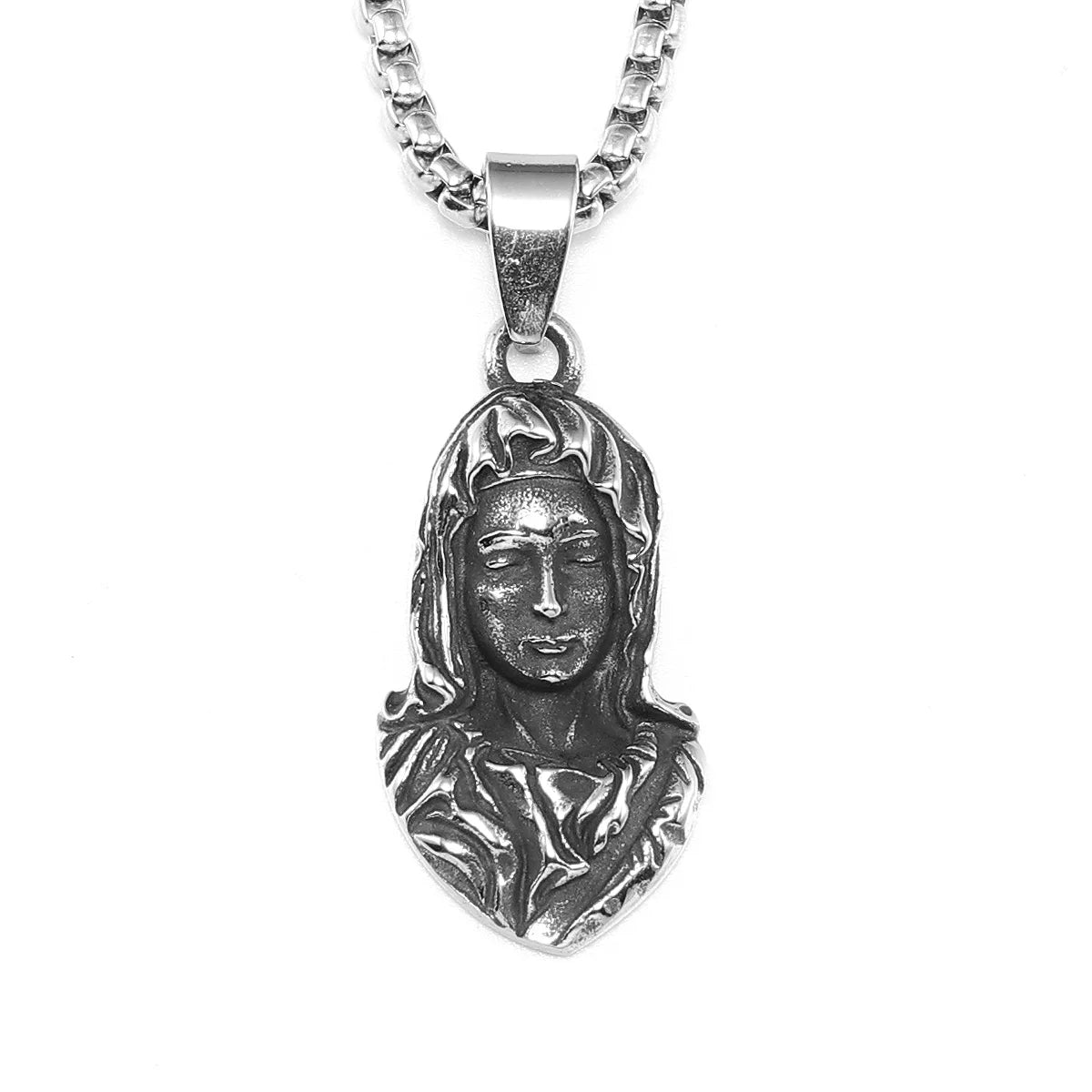 Virgin Mary Pendant Necklace — Stainless Steel
