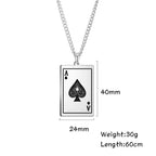 Cazador Poker Card Ace of Spades Necklaces for Men Women Stainless Steel Hip Hop Jewelry Gold Color Necklace 2026 Gift Wholesale