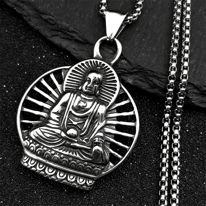 Buddhist Silver Pendant Amitabha Buddha Maitreya