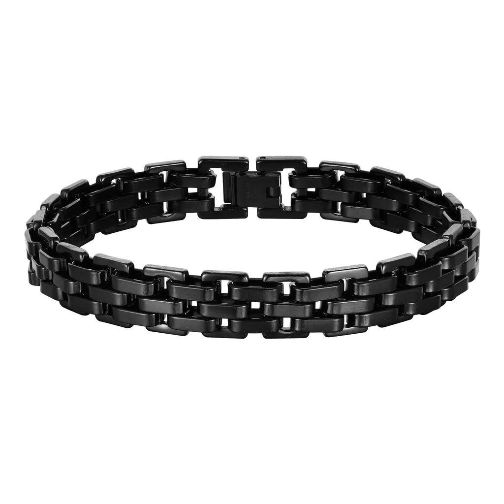 Vnox Stylish Strap Chain Bracelets for Men Boys Gift Jewelry, 10.7MM Wide Stainless Steel Links Wristband, Father's Day Gift Dad