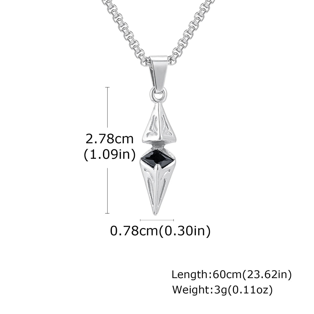 Blue Stone Geometric Pendant Necklace — Stainless Steel