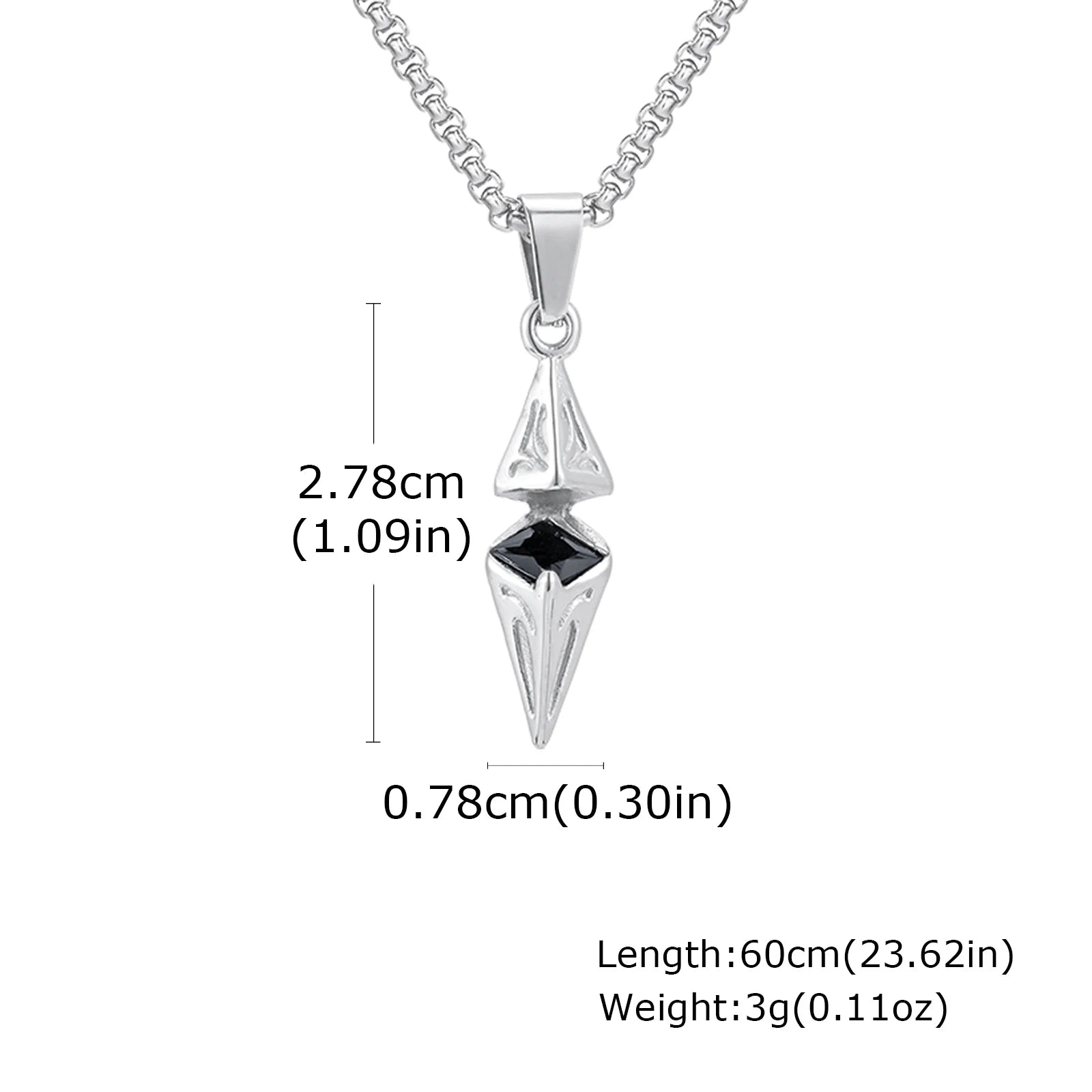Blue Stone Geometric Pendant Necklace — Stainless Steel