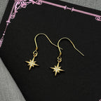 Star Two-Tone Earrings Sterling Zircons Octagram