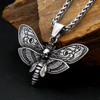 Death Head Moth Skull Pendant Necklace For Men Stainless Steel Gothic Punk Jewelry Halloween Animal Theme Collar Chain Gifts