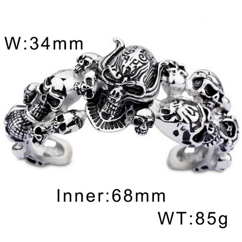 KALEN Dark Knight Stainless Steel Skull Bangle Punk Hip Hop Men's Bracelet Fashion Jewelry Halloween Decorations Birthday Gifts
