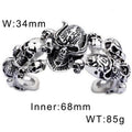 KALEN Dark Knight Stainless Steel Skull Bangle Punk Hip Hop Men's Bracelet Fashion Jewelry Halloween Decorations Birthday Gifts