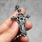 Serpentine Cross Pendant Necklace — Stainless Steel