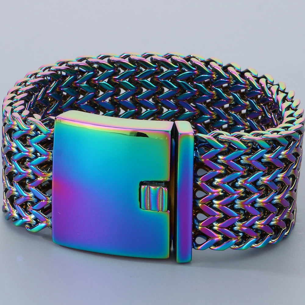 Massive 30MM Width 22CM Long Square Franco Chain Man Bracelet for Men Casting 316L Stainless Steel Men's Bracelets &