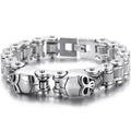 Cool Skull Head Motorcycle Chain Bracelet for Men 316L Stainless Steel Punk Biker Jewelry Gothic Rockers' Wristband