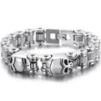 Cool Skull Head Motorcycle Chain Bracelet for Men 316L Stainless Steel Punk Biker Jewelry Gothic Rockers' Wristband
