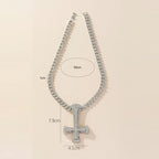 Iced Out Inverted Cross Pendant Necklace 11mm Miami Chain