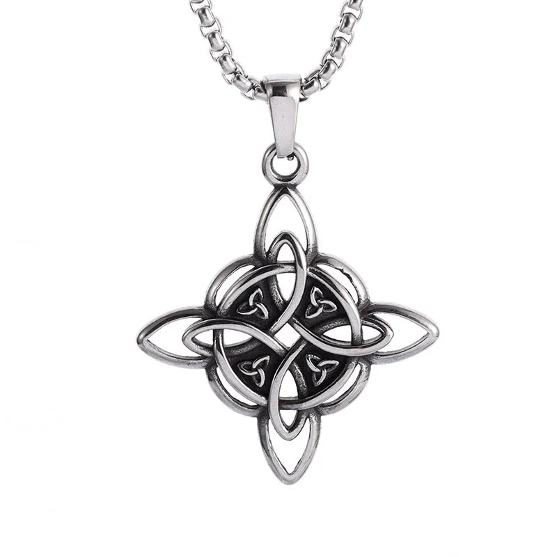 Sun Hugging Moon Round Pendant — Stainless Steel