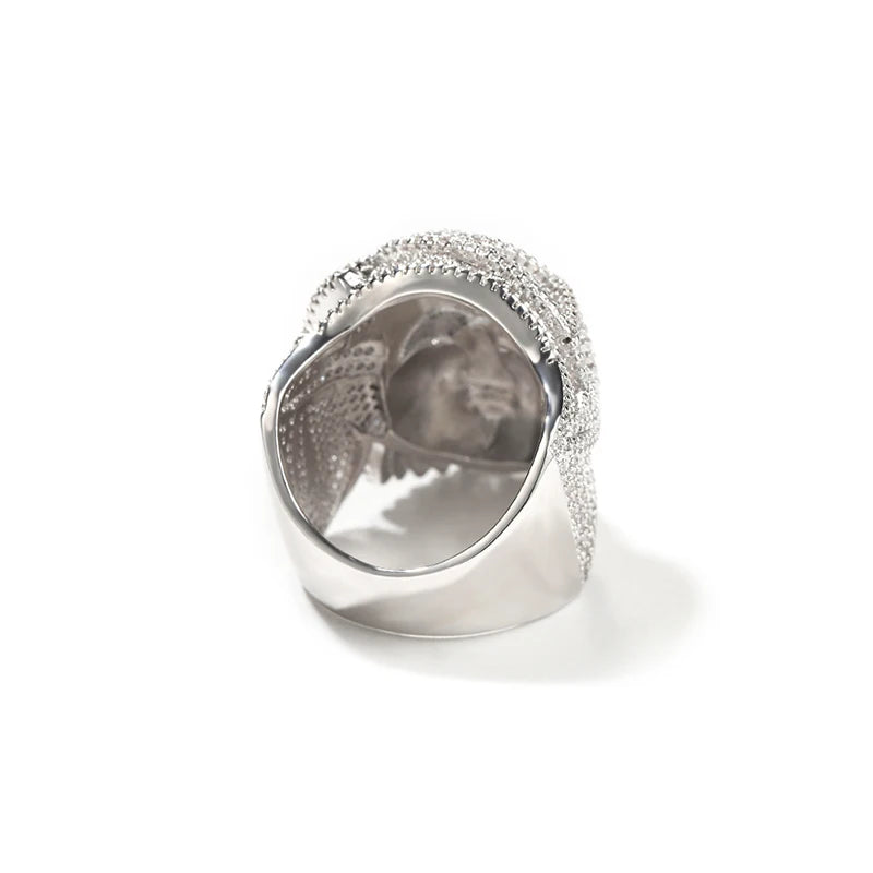 Iced Out CZ Pave Band Ring for Men — Two-Tone, Rapper Band
