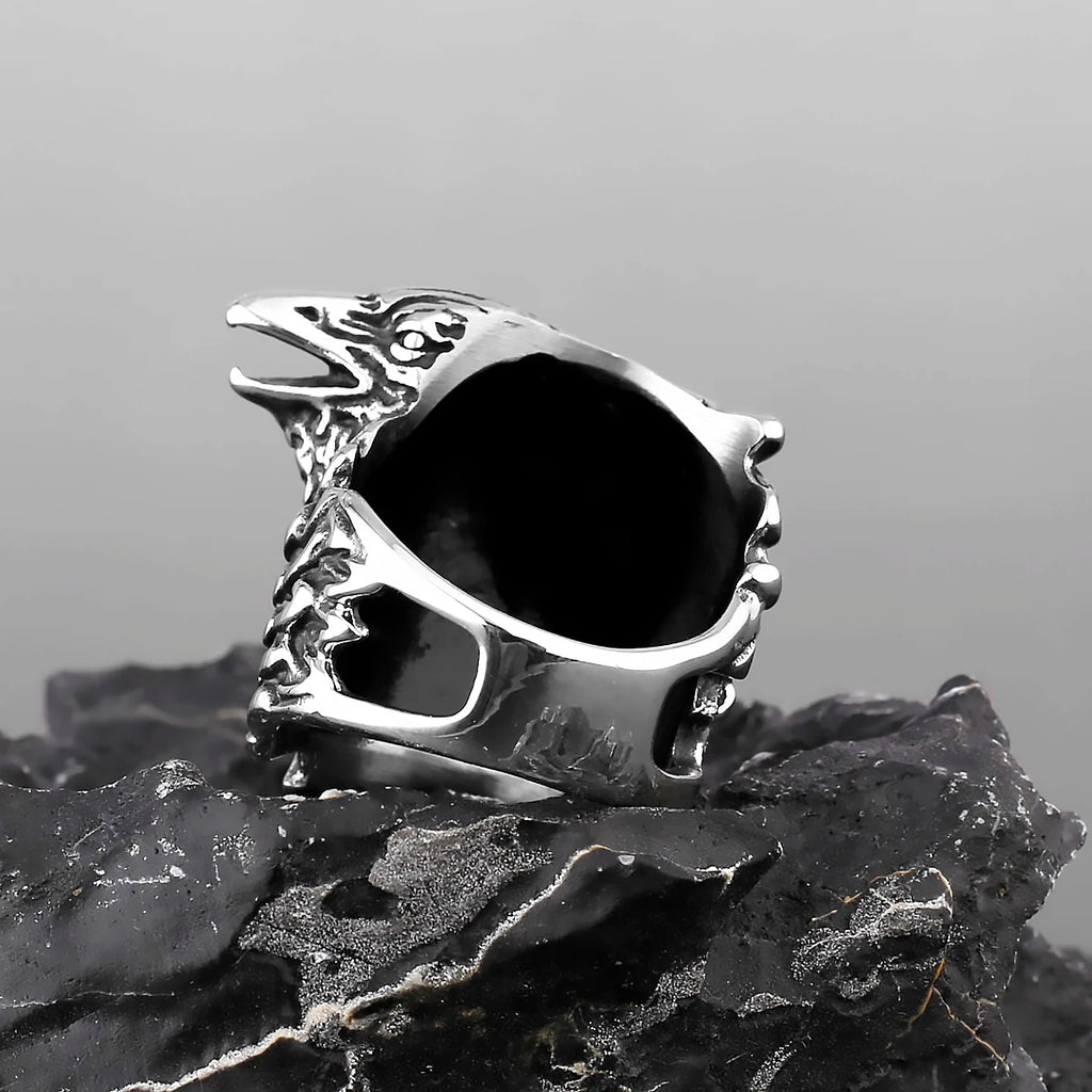 Viking Double Head Raven Huginn Muninn Ring Men's Vintage Stainless Steel Punk Hip Hop Celtic Biker Fashion Rings
