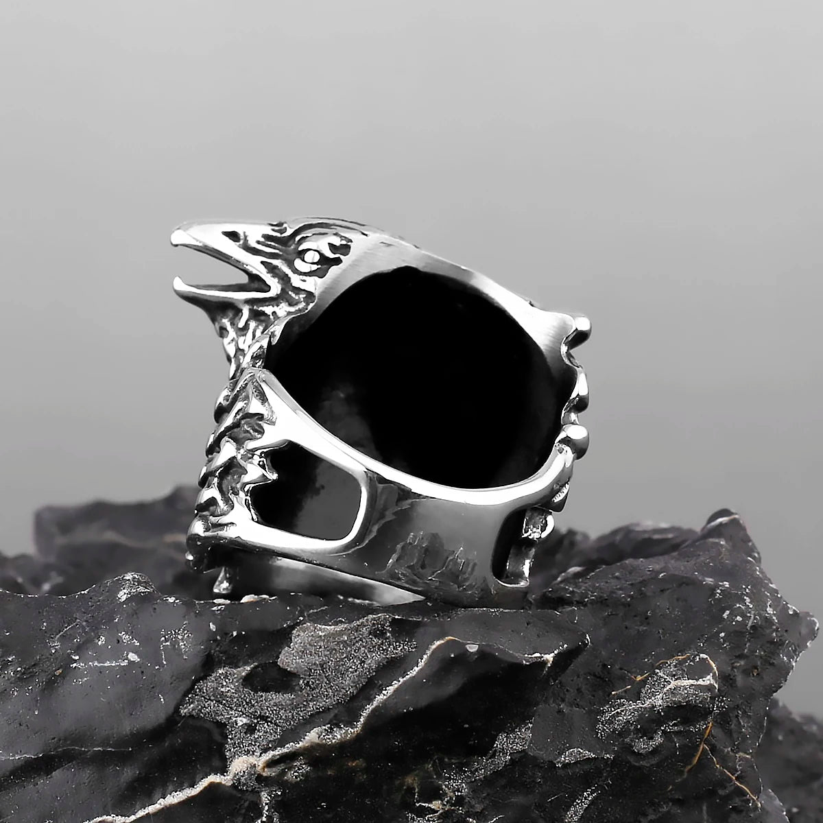 Viking Double Head Raven Huginn Muninn Ring Men's Vintage Stainless Steel Punk Hip Hop Celtic Biker Fashion Rings