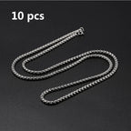 My Shape 10 pcs 60cm Box Chain Necklaces for Men 24 Inch Box Chain 2-3mm Chains Chokers Steel Color Fashion Jewelry Boys Gifts