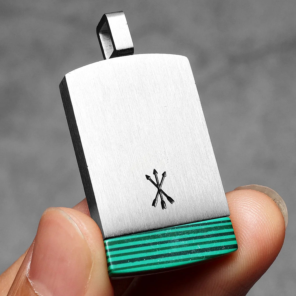 Arrow Tag Pendant Necklace — Stainless Steel