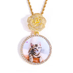 Statement Photo Pendant Necklace Rose Medallion