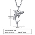 Vnox Stylish Shark Men Boys Necklaces,Rock Punk Animal Pendant Collar Jewelry with Stainless Steel Box Chain