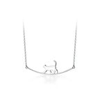 New Fashion Cat Curved Simple Personality 925 Sterling Silver Jewelry Cute Animal Walking Cat Clavicle Chain Necklaces  XL090