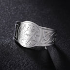 LIKGREAT Star of David Stainless Steel Ring for Men Women Vintage Celtics Knot Open Rings Amulet Wiccan Jewish Jewelry