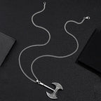 Men's Viking Axe Pendant Necklace Silver Tone Alloy Celtic Pattern Link Chain Retro Nordic Style Fashion Jewelry Accessory