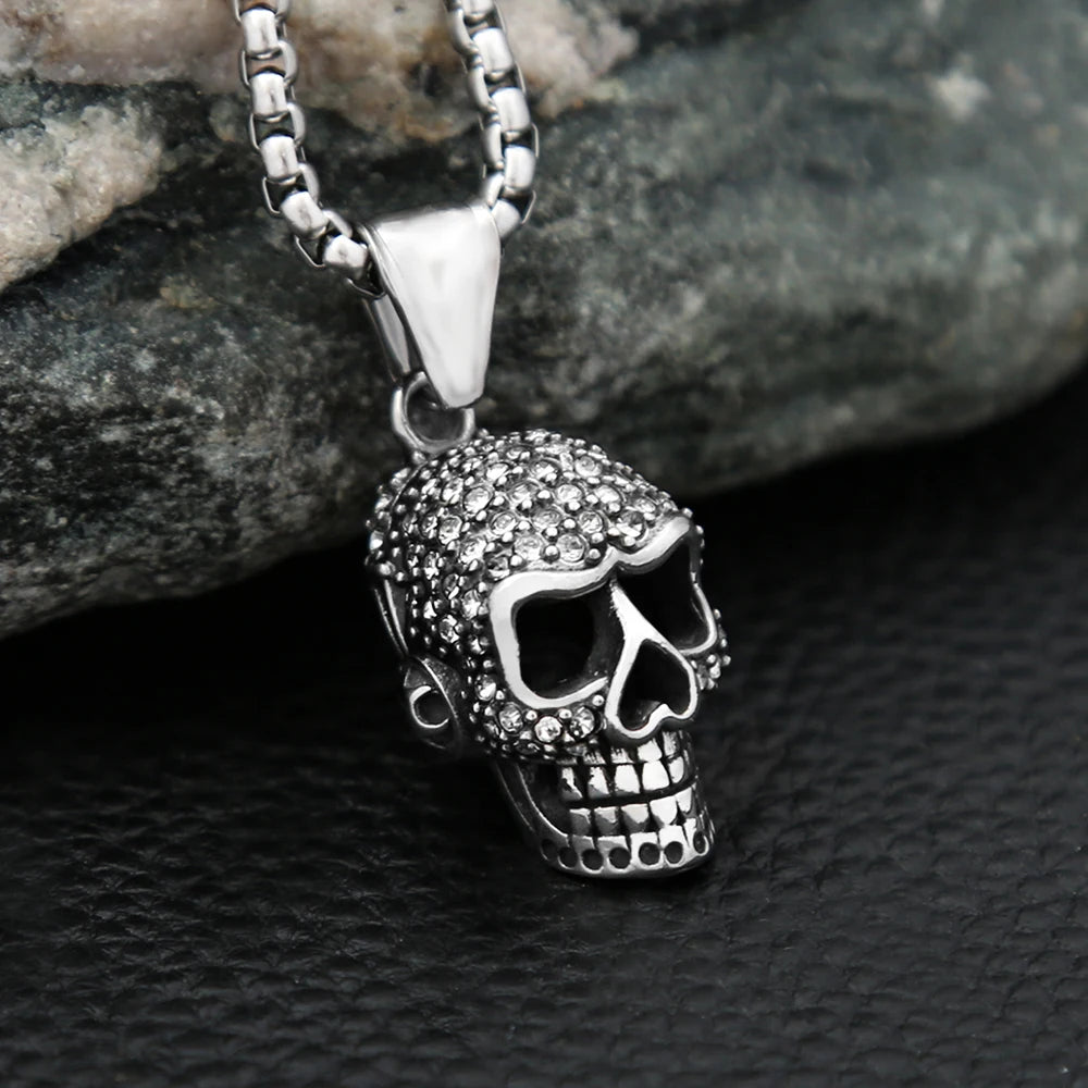 Gothic Skeleton Stainless Steel Pendant Necklace