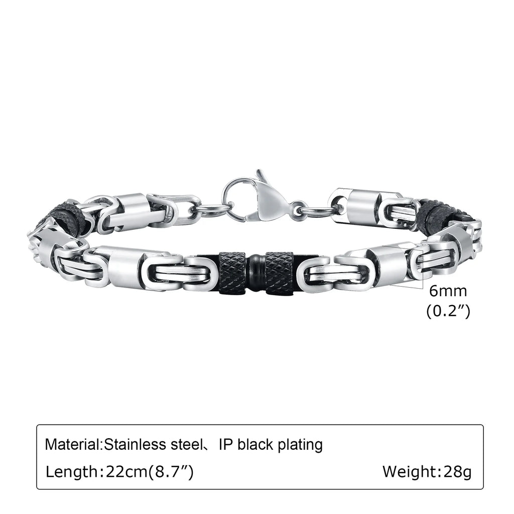 Punk Byzantine Bracelets for Men Boys,Stainless Steel Handmade Links Bracelet,Stylish Casual Jewelry Gifts
