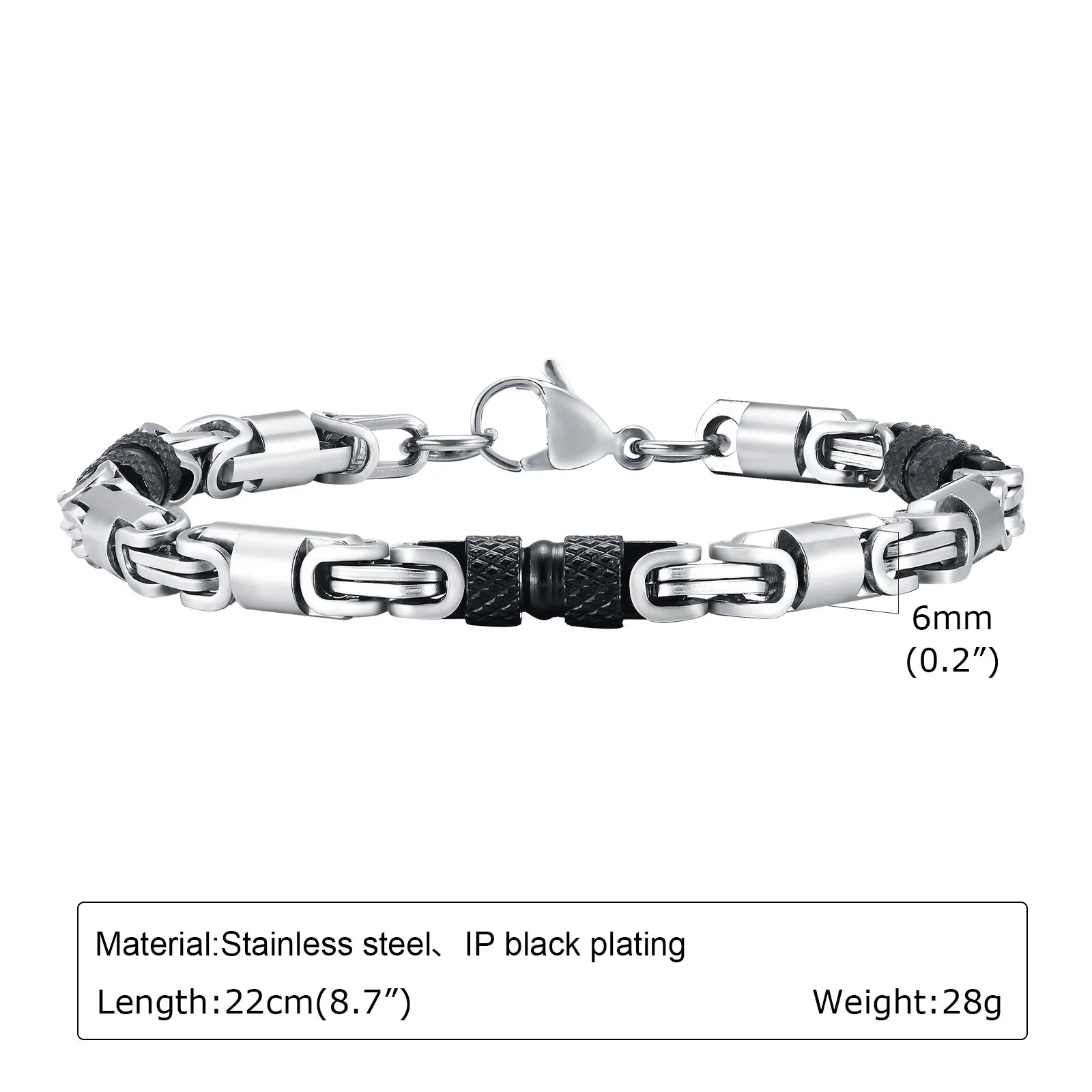 Punk Byzantine Bracelets for Men Boys,Stainless Steel Handmade Links Bracelet,Stylish Casual Jewelry Gifts