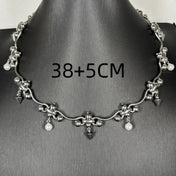 Punk Necklace Metal Chain Rivet Pearl Irregular Cool Hip-hop Unisex Necklace  Accessaries Choker for Women Men Jewelry