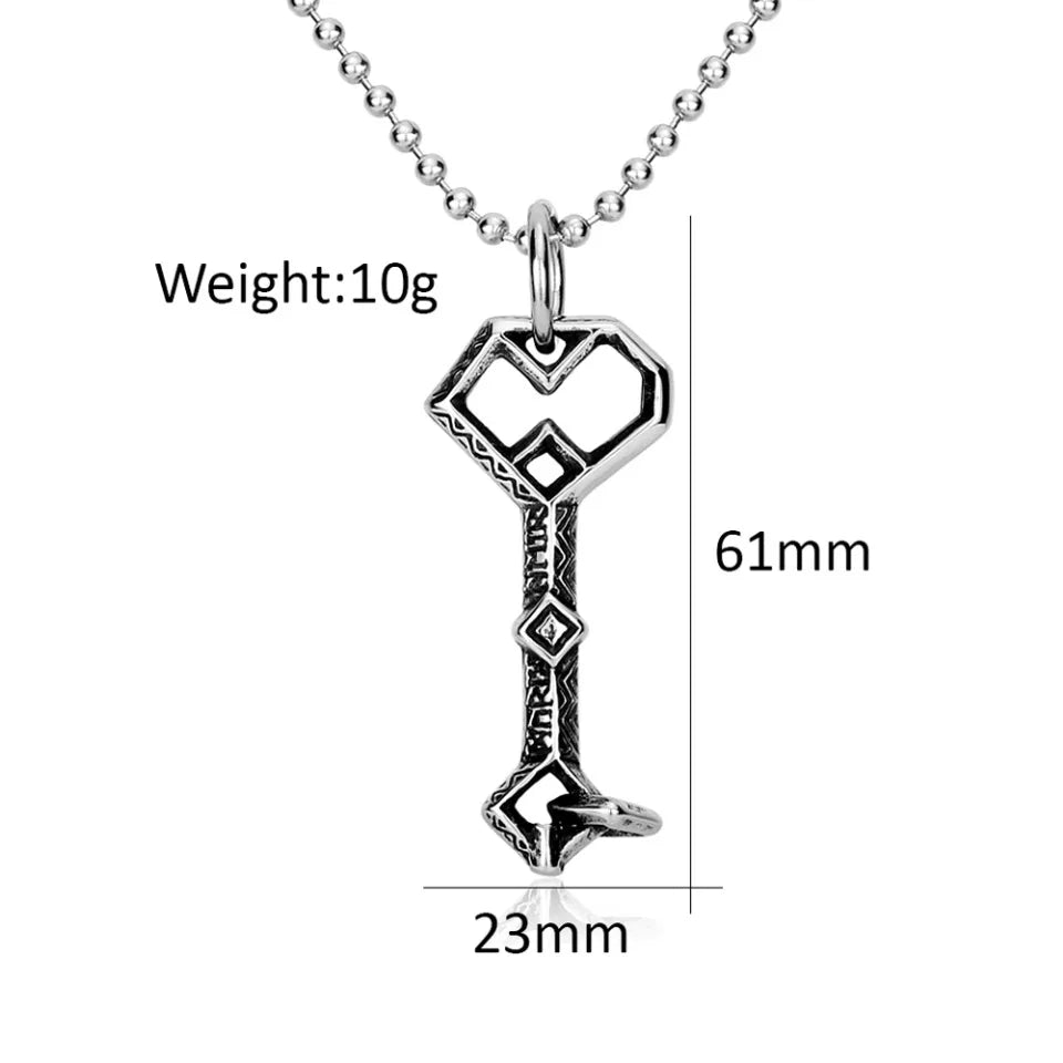 Vintage Key Pendant Necklace — 316L Stainless Steel