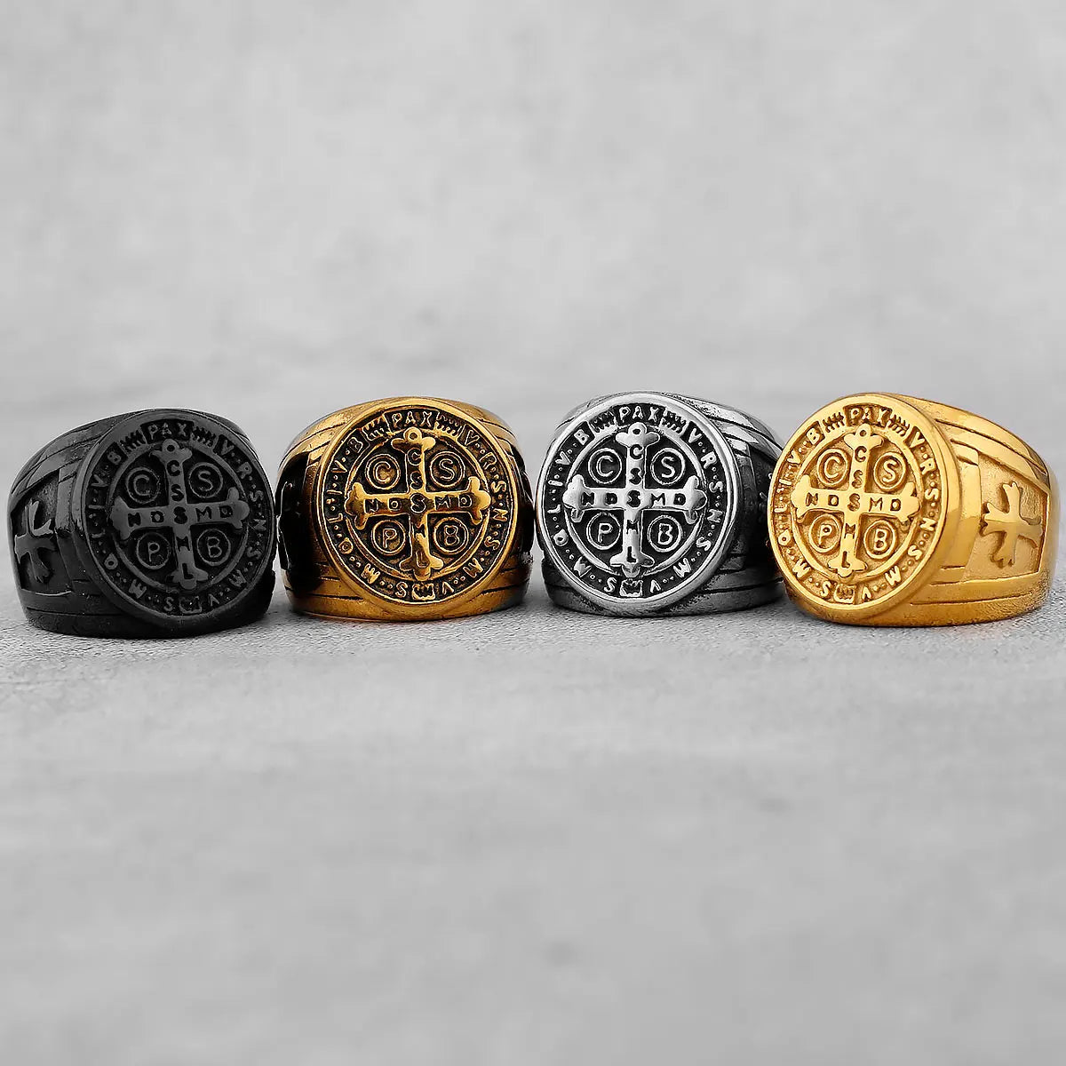 Never Fade Stainless Steel Personalized Cross Men's Faith Ring Hip Hop Punk Boyfriend Men's Jewelry Creative Gift