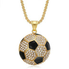 Iced Out Soccer Pendant Necklace — Stainless Steel