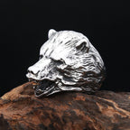 Viking Steel Ring Nordic Bear Head Slavic