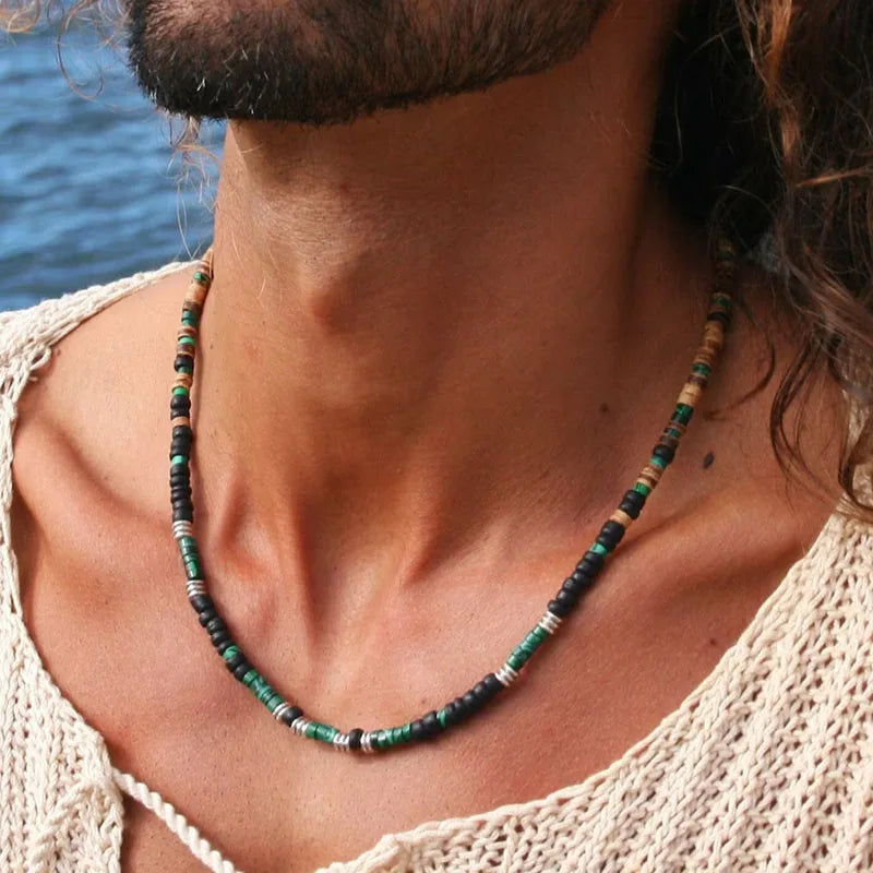 Tiger Eye Onyx Mala Beaded Necklace