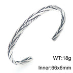 Retro Men Open Bangle for Man Stainless Steel Men's Braided Chain Style Cuff Bracelets Cool Birthday Jewelry Gifts for