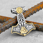 Vintage Thor's Hammer Raven Necklace Stainless Steel Jewelry Animal Nordic Viking Rune Jewelry Pendant Celtic Knot Gift