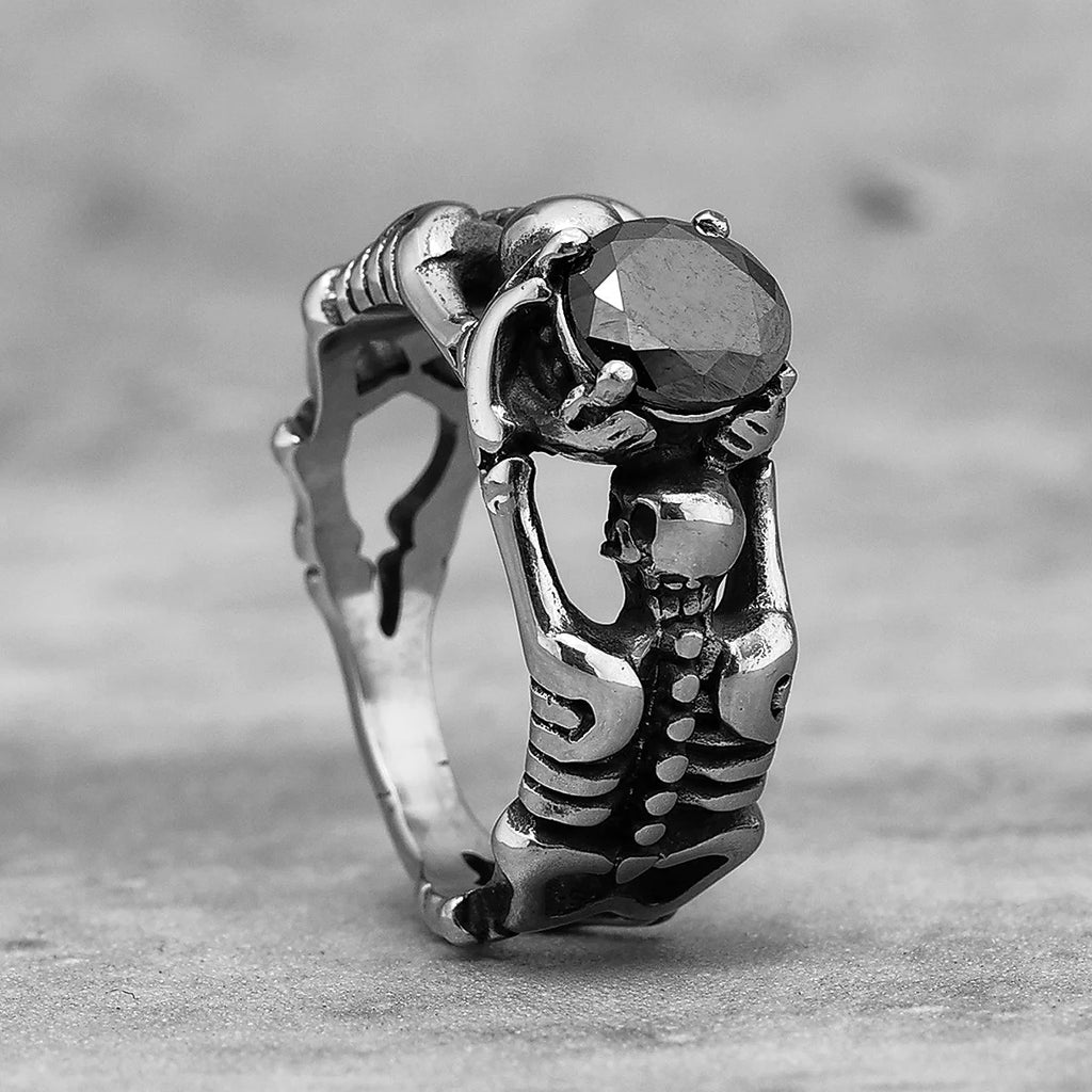 Skull Gemstone Ring — Stainless Steel