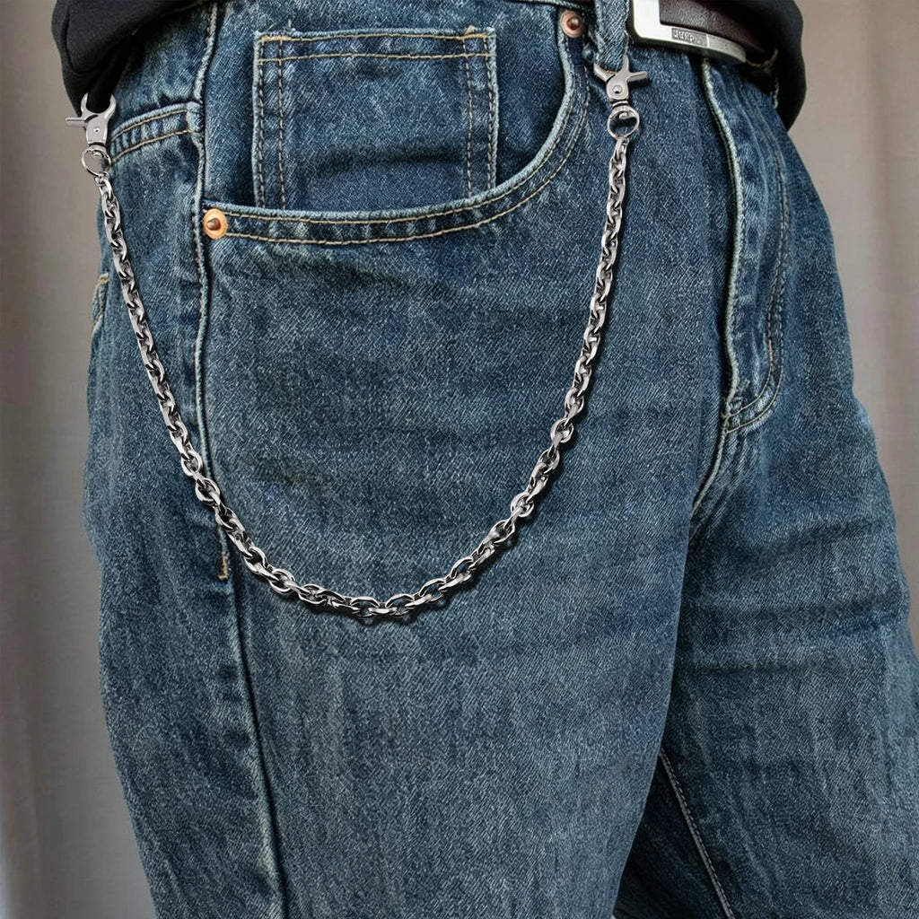 Men's Long Belt Jeans Wallet Chain Keychain