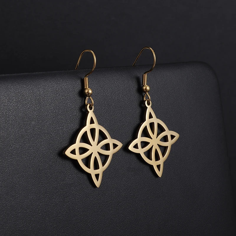 Witchcraft Witch Knot Necklace Irish Trinity Knot Triple Spiral Pendant Stainless Steel Ankh Cross Pentagram Amulet Jewelry