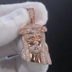 Rose Gold Jesus Head Pendant 925 Silver