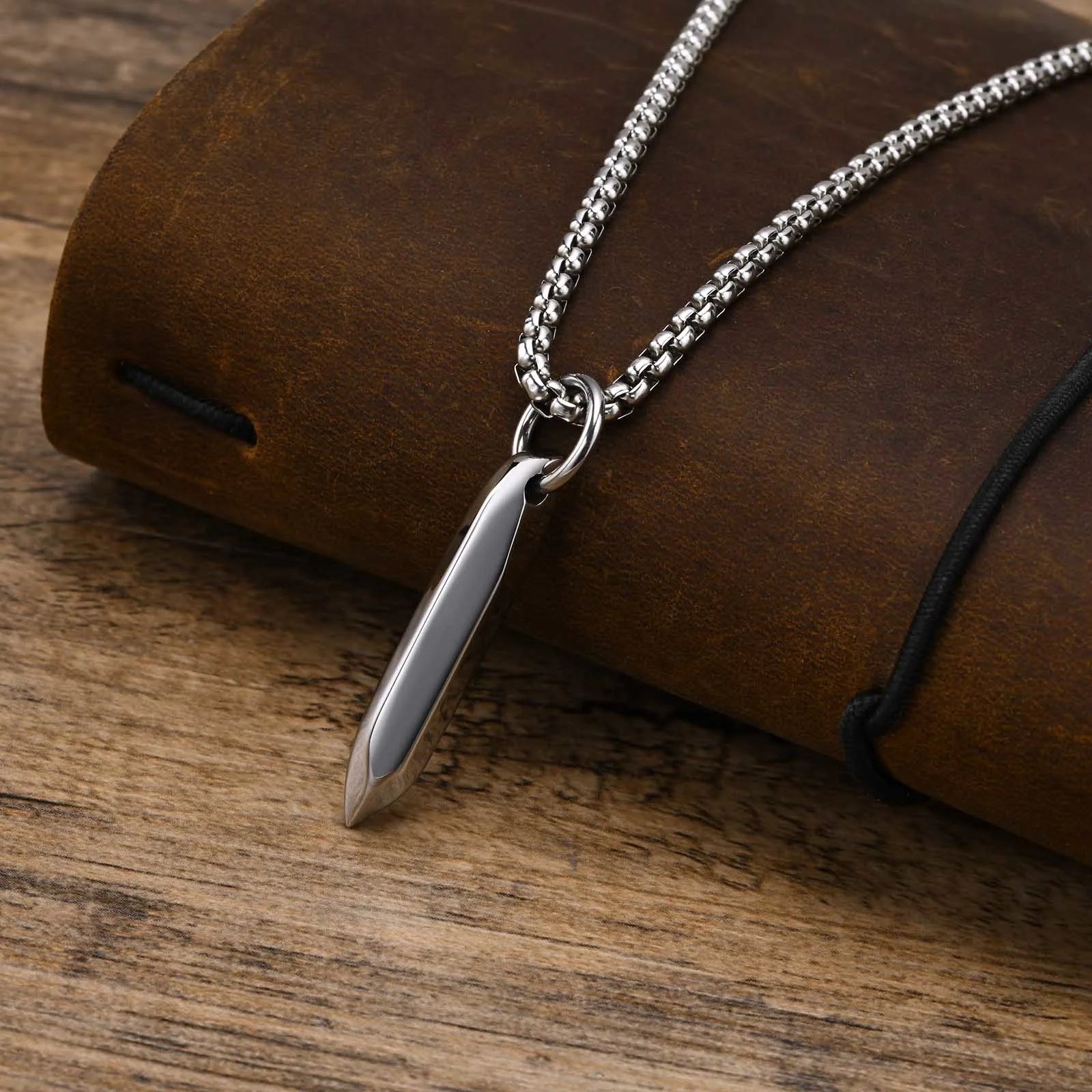 Hexagonal Geometric Pendant Necklace — Stainless Steel
