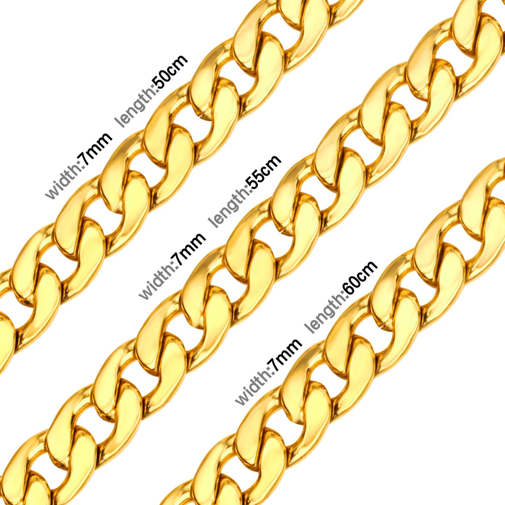 LUXUSTEEL Basic Punk Stainless Steel Chain Necklace For Women Men Cuban Figaro Braided Wheat Link Choker 5MM/7MM